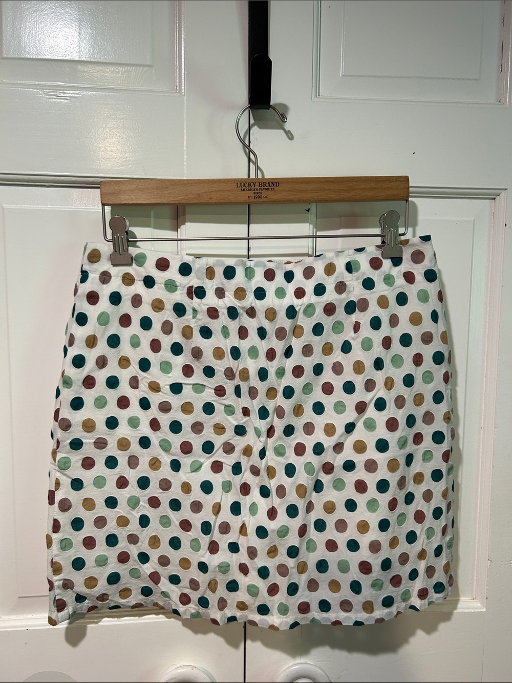 Polka Dot Cotton Skort in White with Multicolor Dots